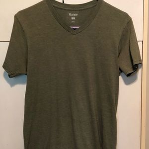 Hanes army green V-neck shirt